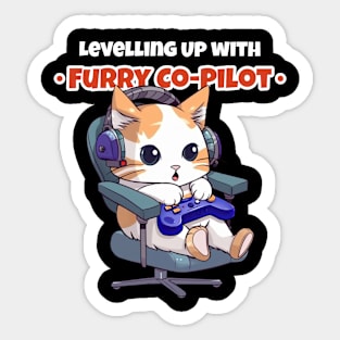 Levelling Up with Furry Co-Pilot Sticker